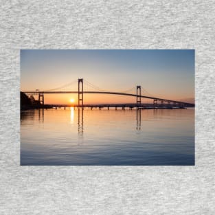 Newport Bridge Sunrise and Blue Sky T-Shirt